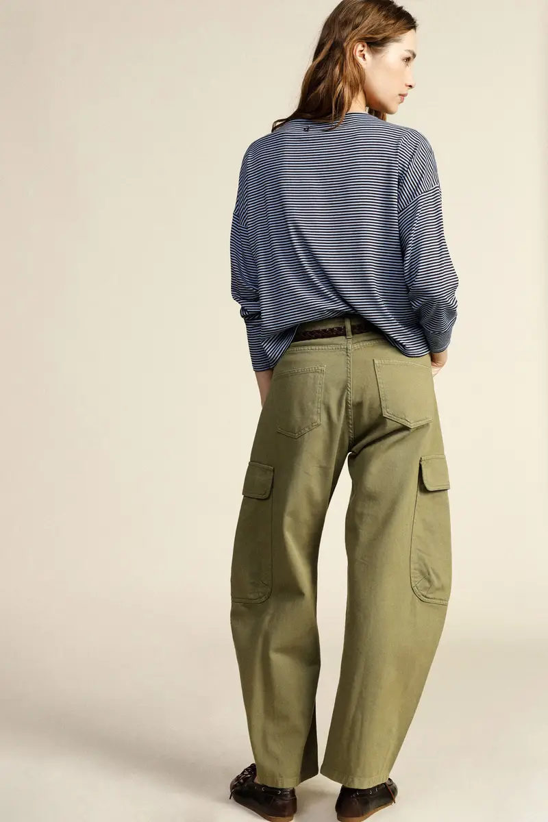 Trousers palazzo cargo tasche laterali vita alta miniatura 3