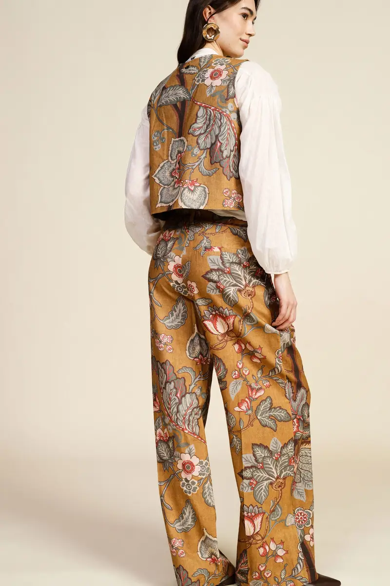 Trousers palazzo fantasia floreale vita alta miniatura 3