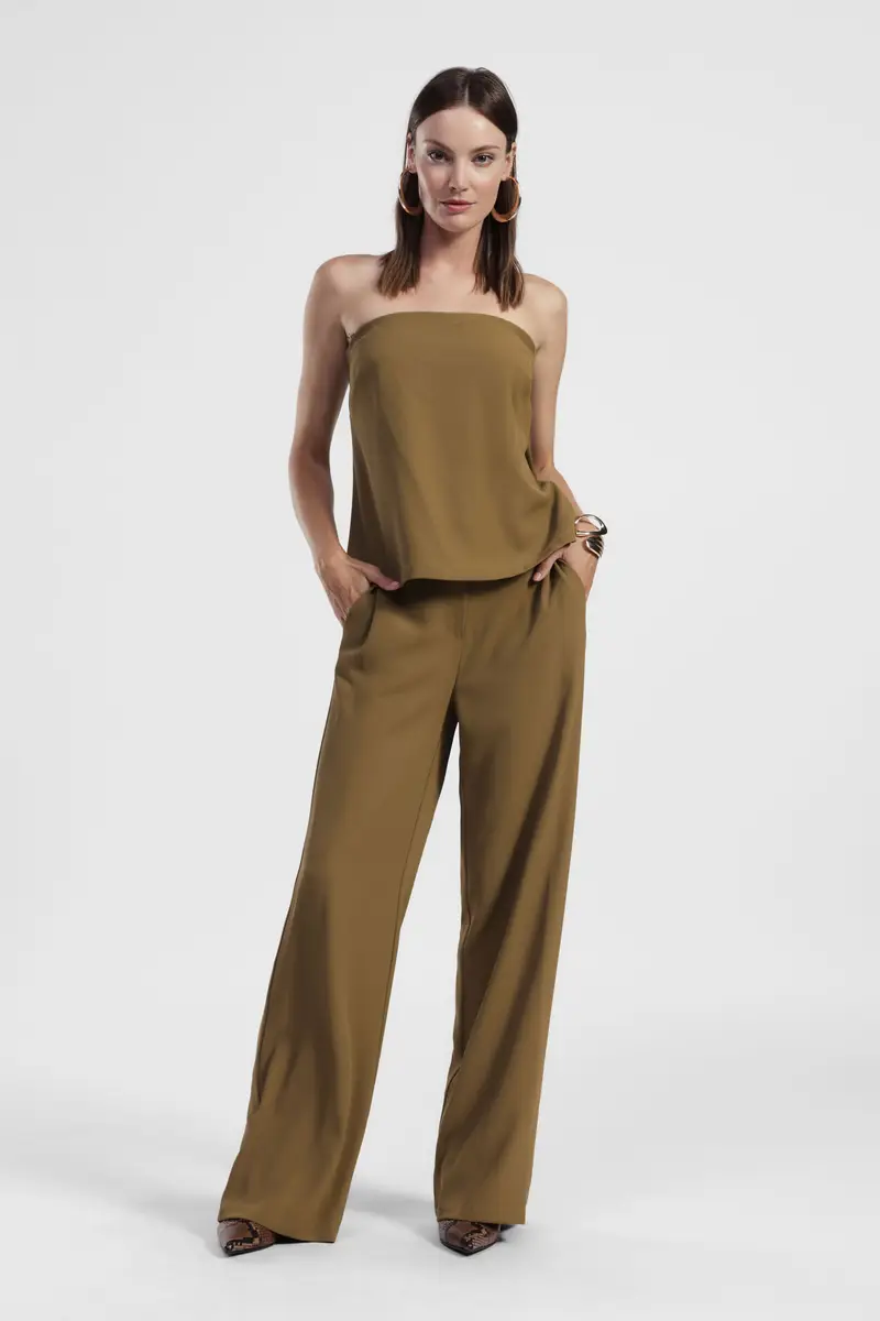 Trousers palazzo vita alta con tasche laterali miniatura 2