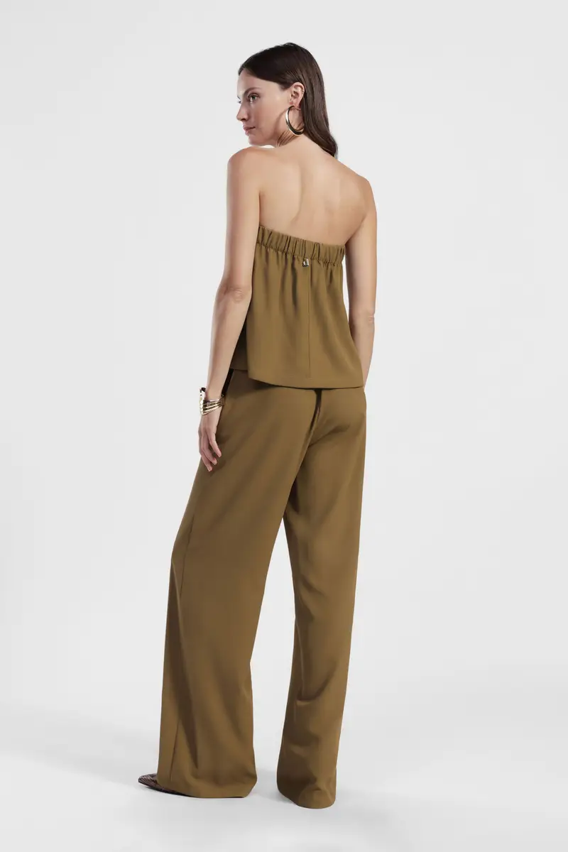 Trousers palazzo vita alta con tasche laterali miniatura 3