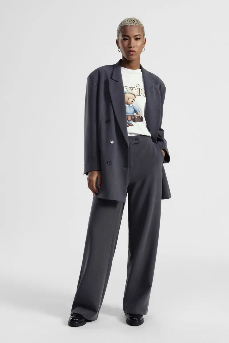 Trousers palazzo vita alta con tasche laterali miniatura 2