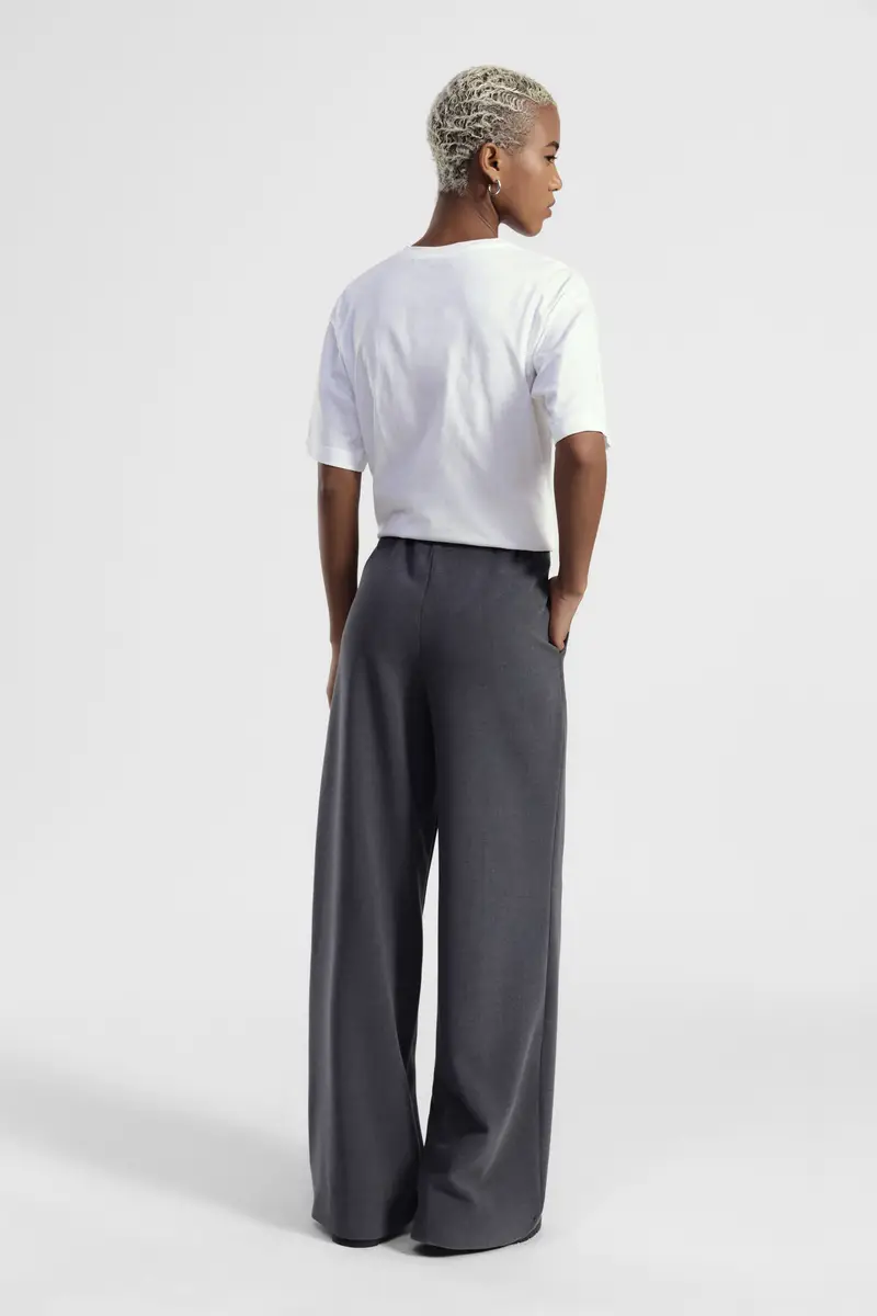 Trousers palazzo vita alta con tasche laterali miniatura 3