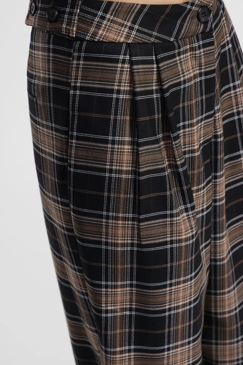 Trousers sartoriali vita alta fantasia check miniatura 4