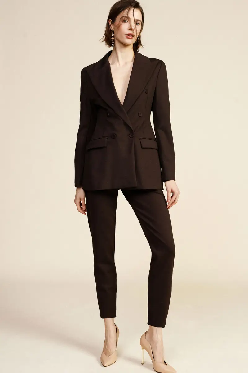 Trousers sigaretta vita alta chiusura bottone miniatura 2