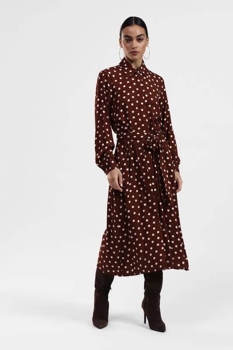 Vestito a pois con colletto classico miniatura 2