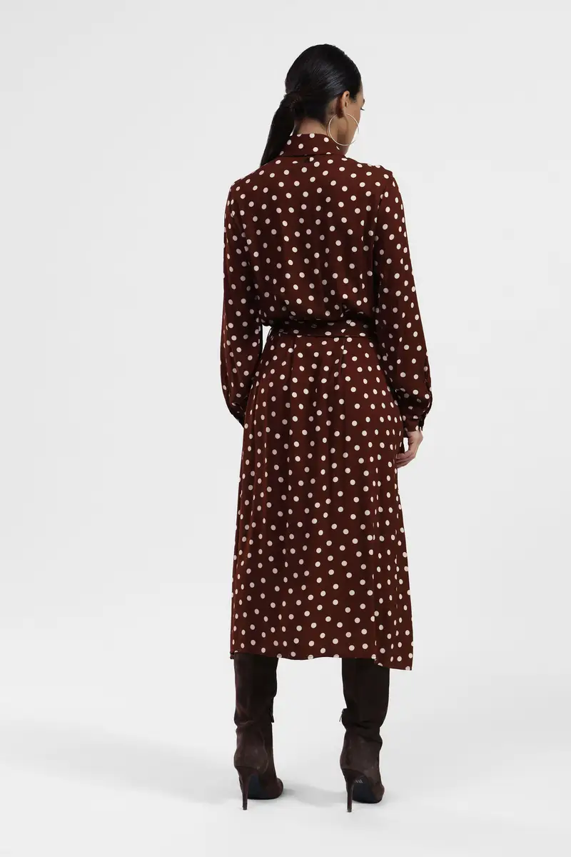 Vestito a pois con colletto classico miniatura 3