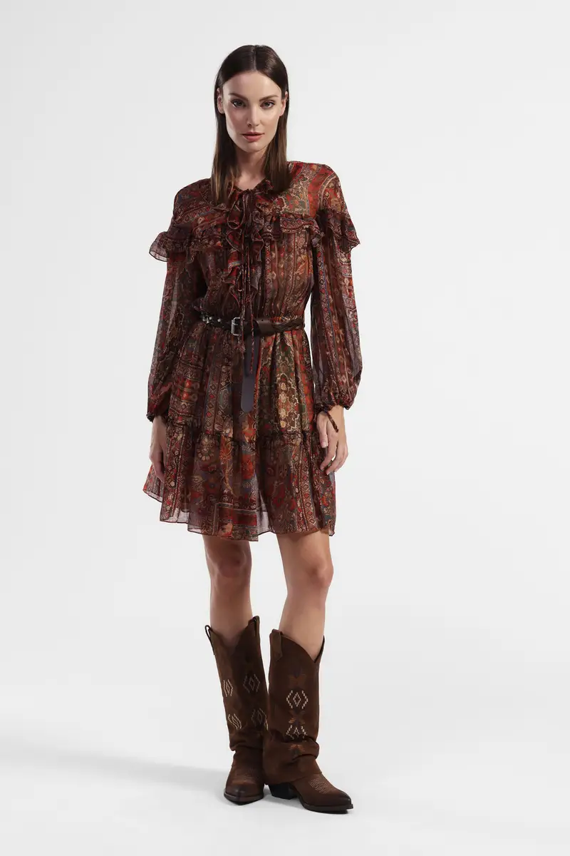 Vestito con maniche lunghe e stampa miniatura 2