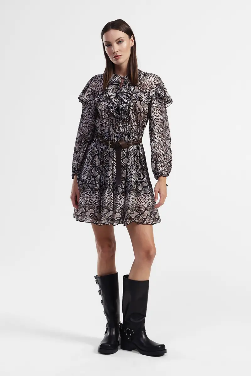 Vestito corto a maniche lunghe stampato miniatura 2