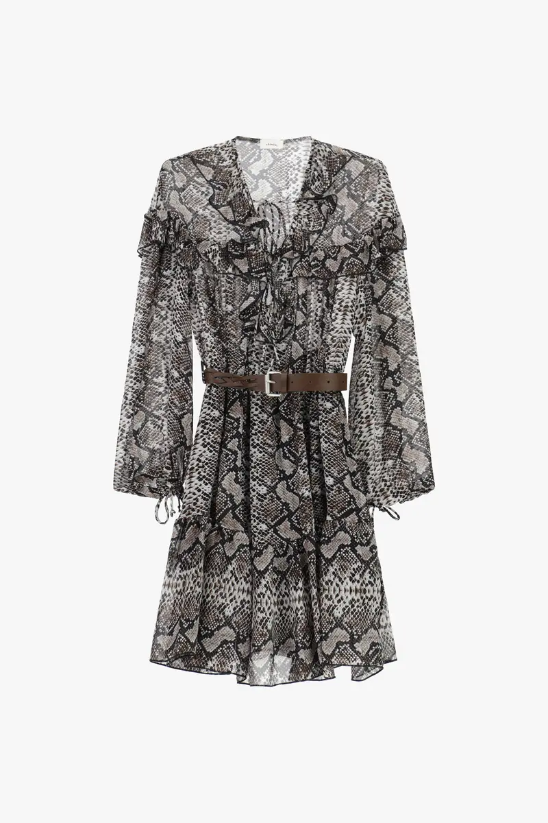 Vestito corto a maniche lunghe stampato