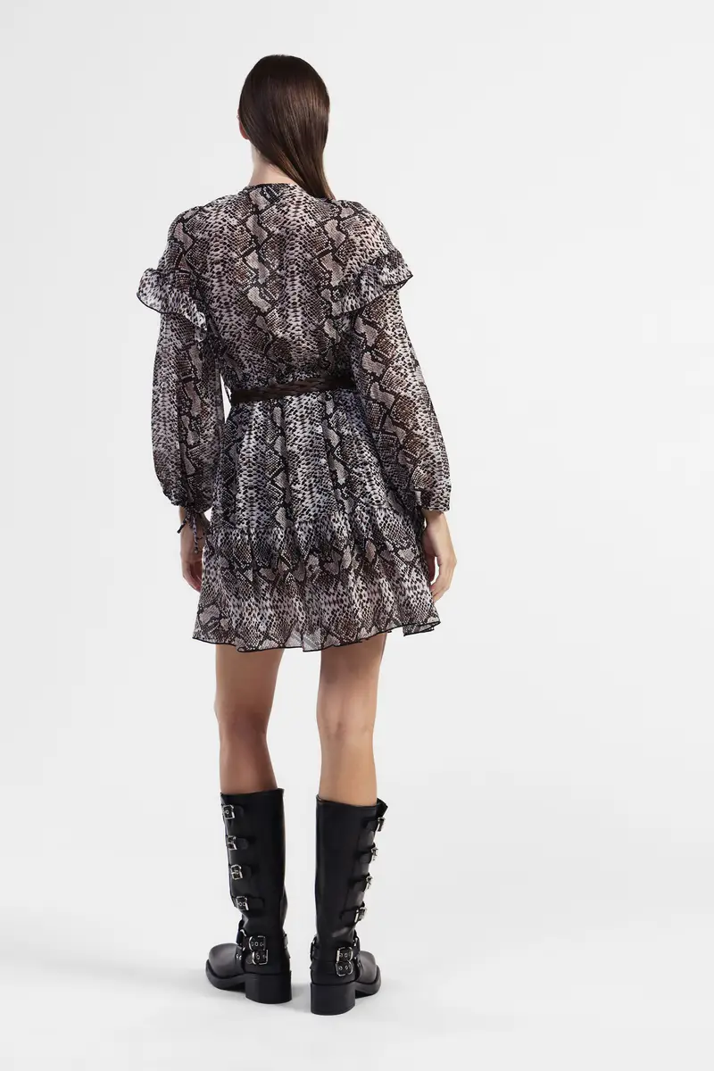 Vestito corto a maniche lunghe stampato miniatura 3