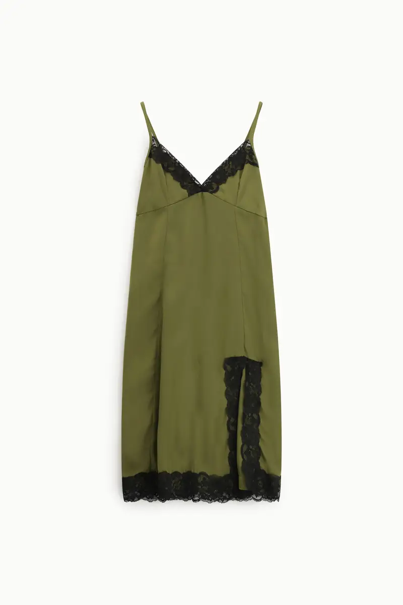 Vestito midi con spalline e profilo in pizzo