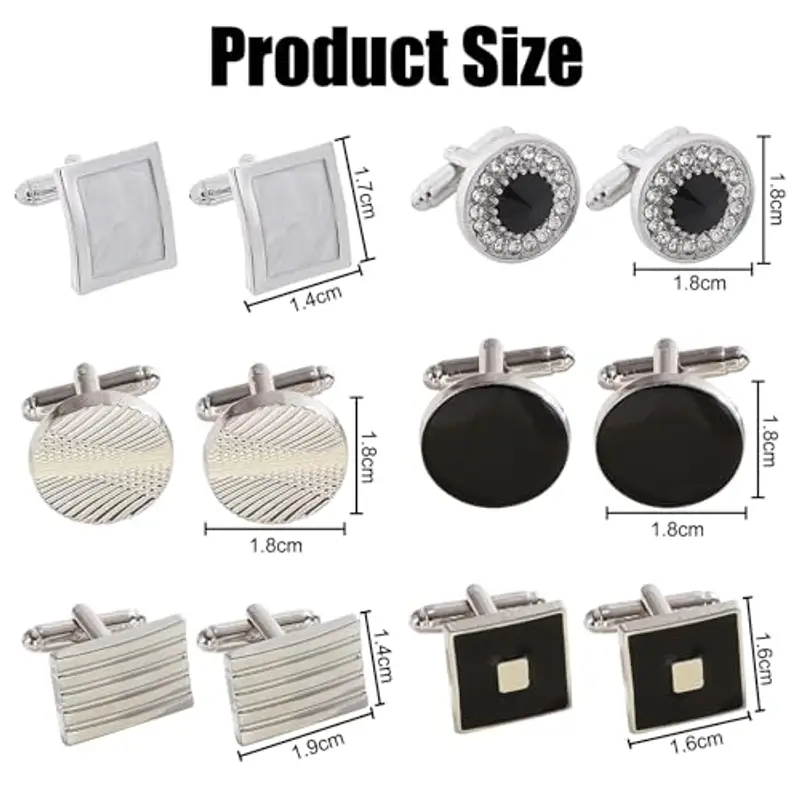 DKDDSSS 6 Paia Gemelli da Uomo, Gemelli Camicia Uomo, Camicia Gemelli Set, Circle Gemelli Classico, per Affari Festa di miniatura 2