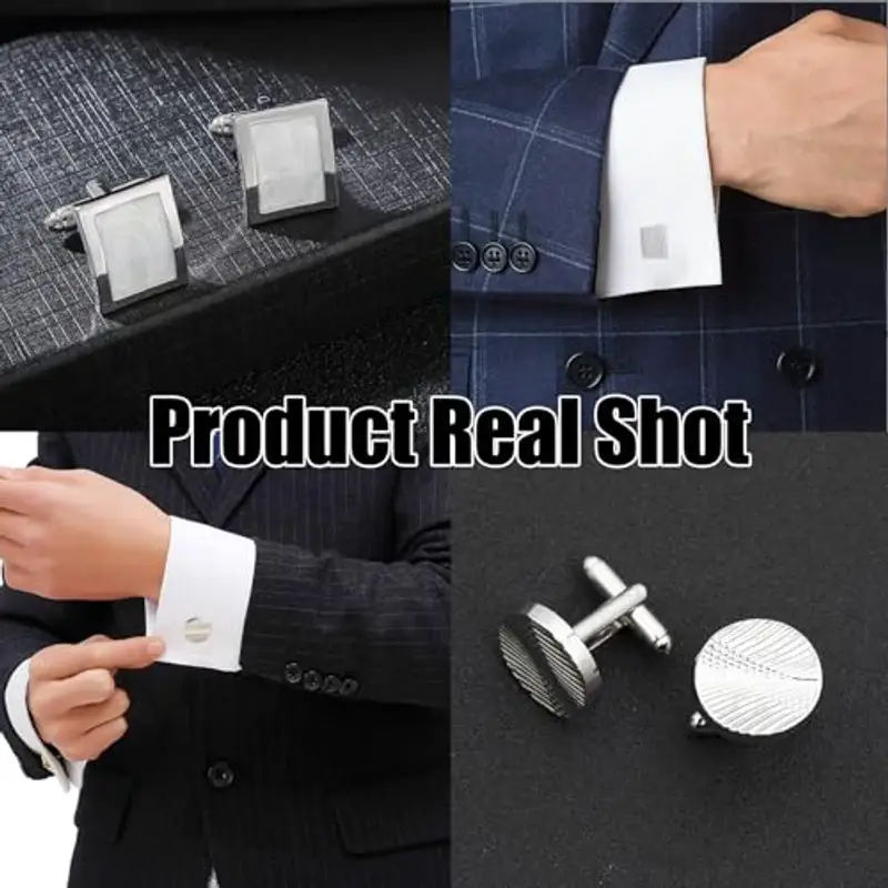 DKDDSSS 6 Paia Gemelli da Uomo, Gemelli Camicia Uomo, Camicia Gemelli Set, Circle Gemelli Classico, per Affari Festa di miniatura 3
