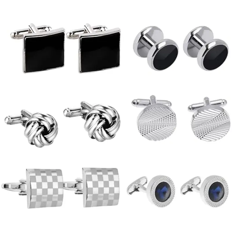DKDDSSS 6 Paia Gemelli da Uomo, Gemelli Camicia Uomo, Camicia Gemelli Set, Circle Gemelli Classico, per Affari Festa di Nozze