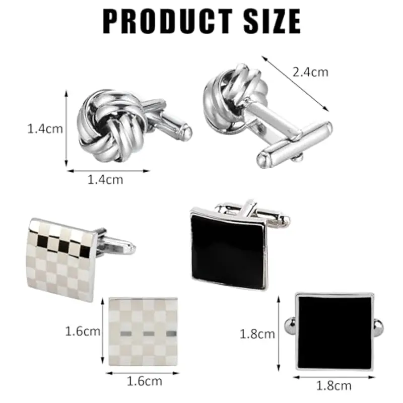 DKDDSSS 6 Paia Gemelli da Uomo, Gemelli Camicia Uomo, Camicia Gemelli Set, Circle Gemelli Classico, per Affari Festa di Nozze miniatura 2