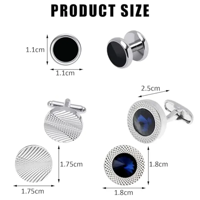 DKDDSSS 6 Paia Gemelli da Uomo, Gemelli Camicia Uomo, Camicia Gemelli Set, Circle Gemelli Classico, per Affari Festa di Nozze miniatura 3