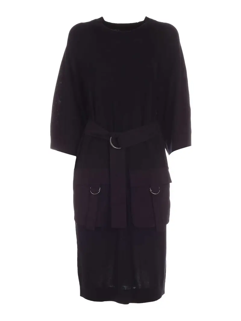 Abito con maxi tasche frontali nero