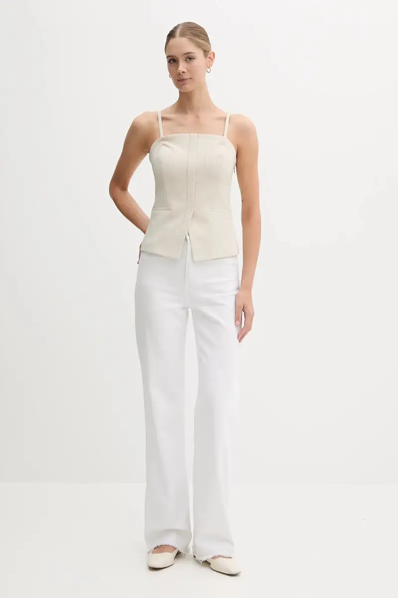 camicetta donna colore beige UD5JS043 miniatura 2