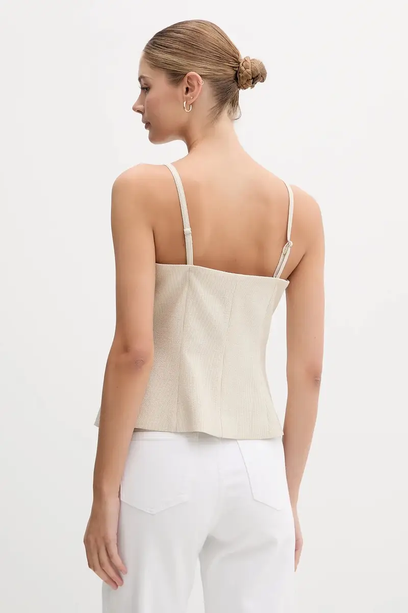 camicetta donna colore beige UD5JS043 miniatura 3