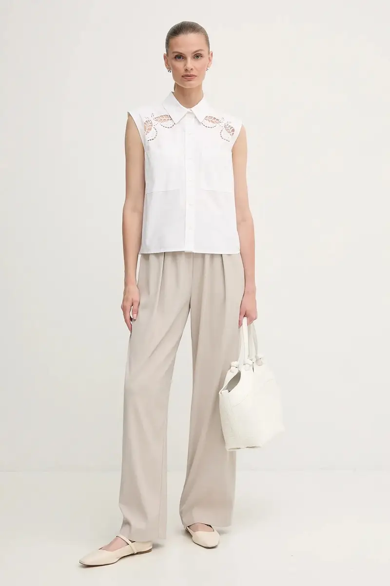 camicia in cotone donna colore bianco P5DM0B45 miniatura 2