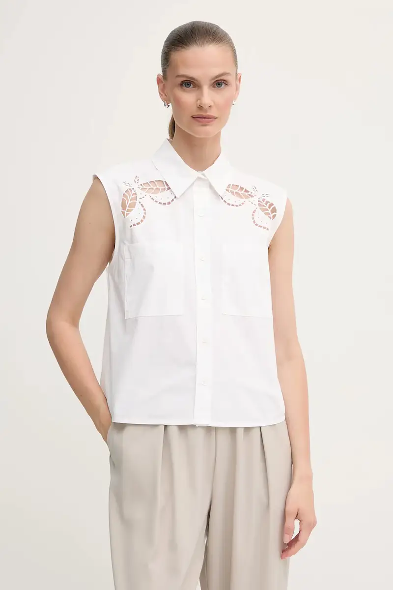 camicia in cotone donna colore bianco P5DM0B45