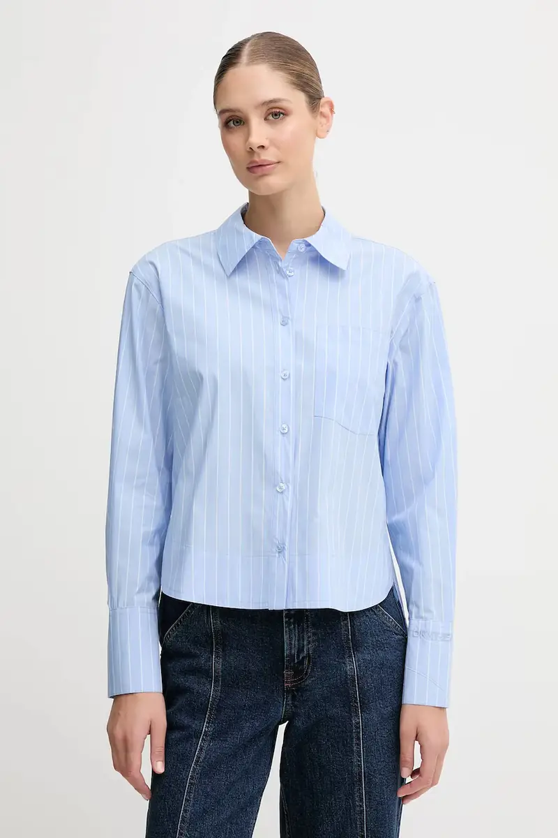 camicia in cotone donna colore blu DJ5W2129