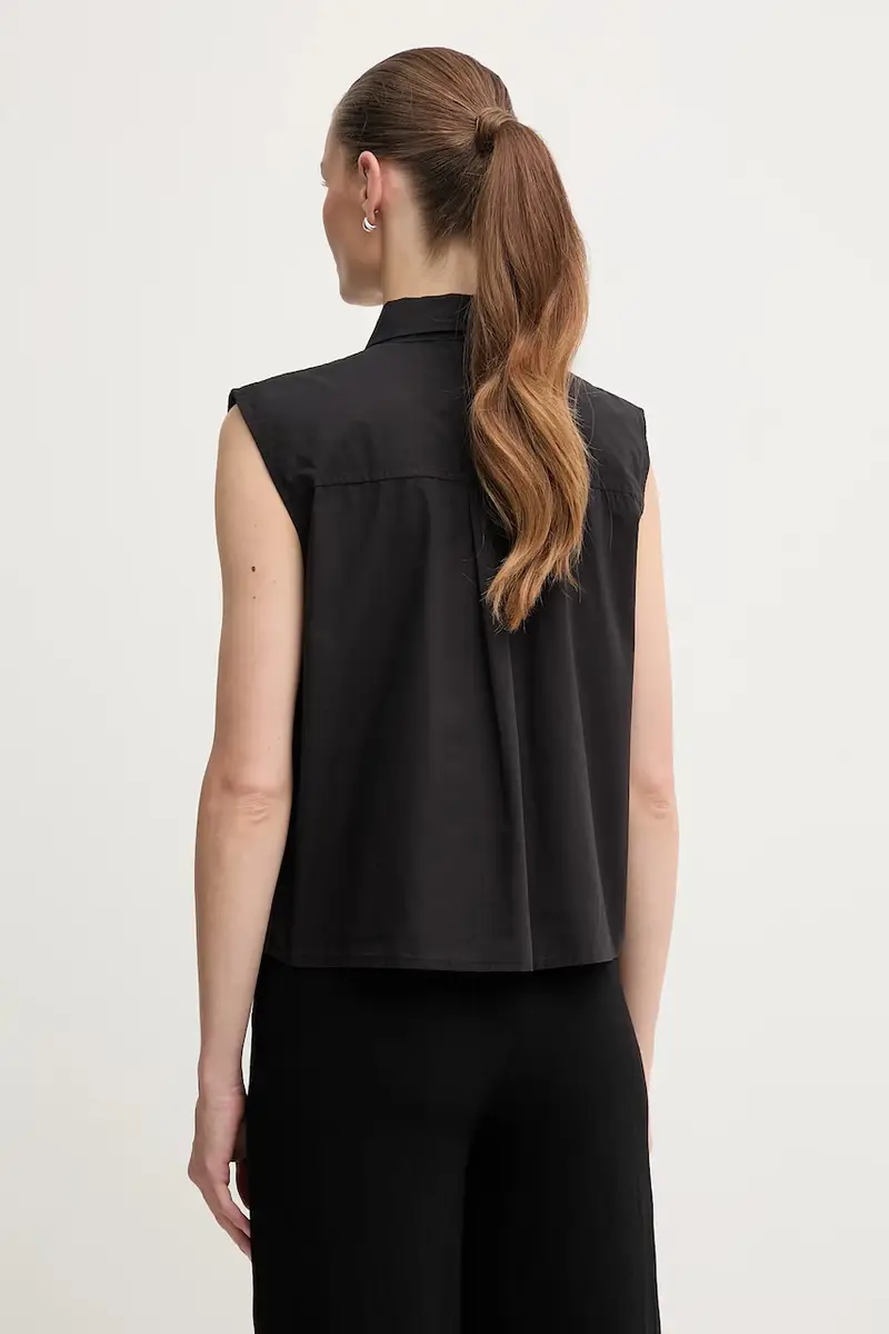 camicia in cotone donna colore nero P5DM0B45 miniatura 3