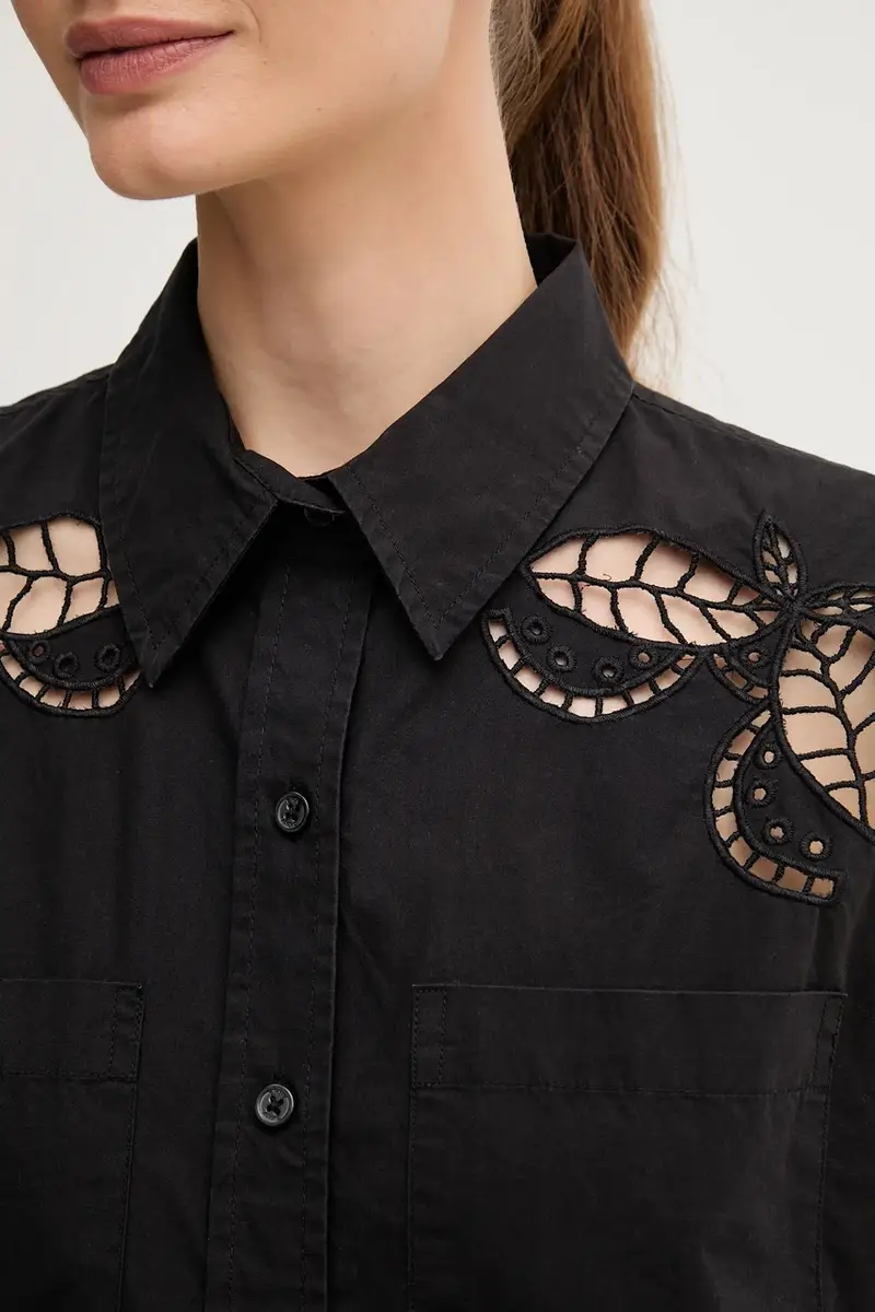 camicia in cotone donna colore nero P5DM0B45 miniatura 5