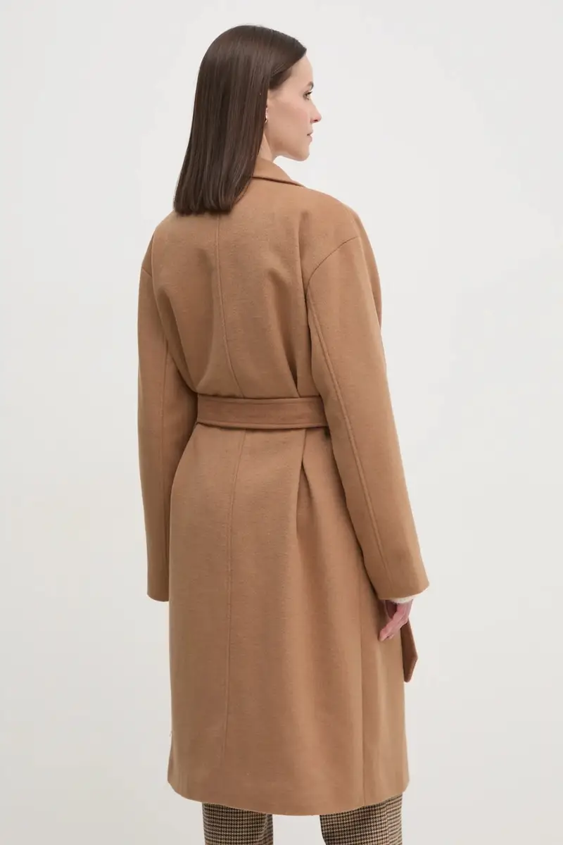 cappotto in lana colore marrone DLEMWS16 miniatura 3