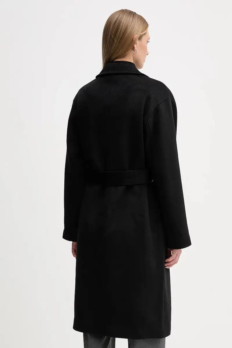 cappotto in lana colore marrone DLEMWS16 Nero miniatura 3