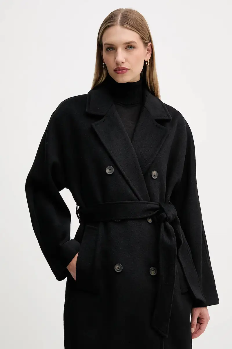 cappotto in lana colore marrone DLEMWS16 Nero miniatura 4