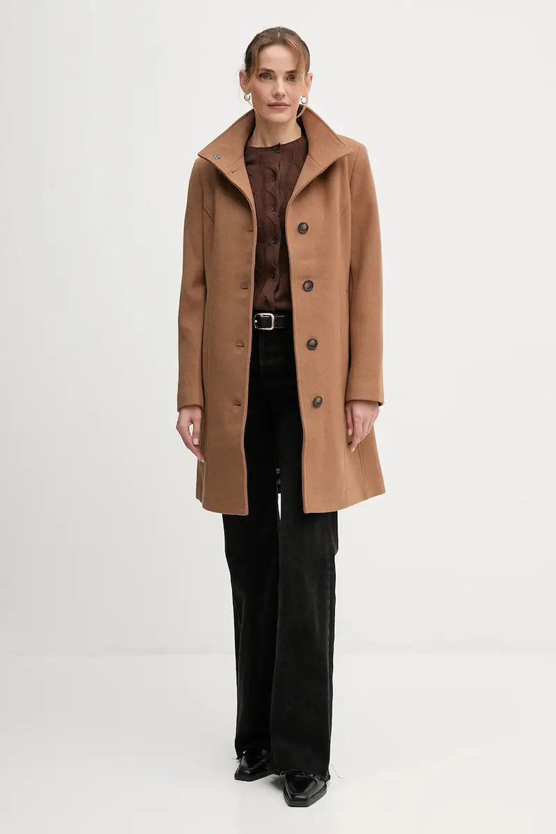 cappotto in lana colore nero DLEMW021 Marrone miniatura 2