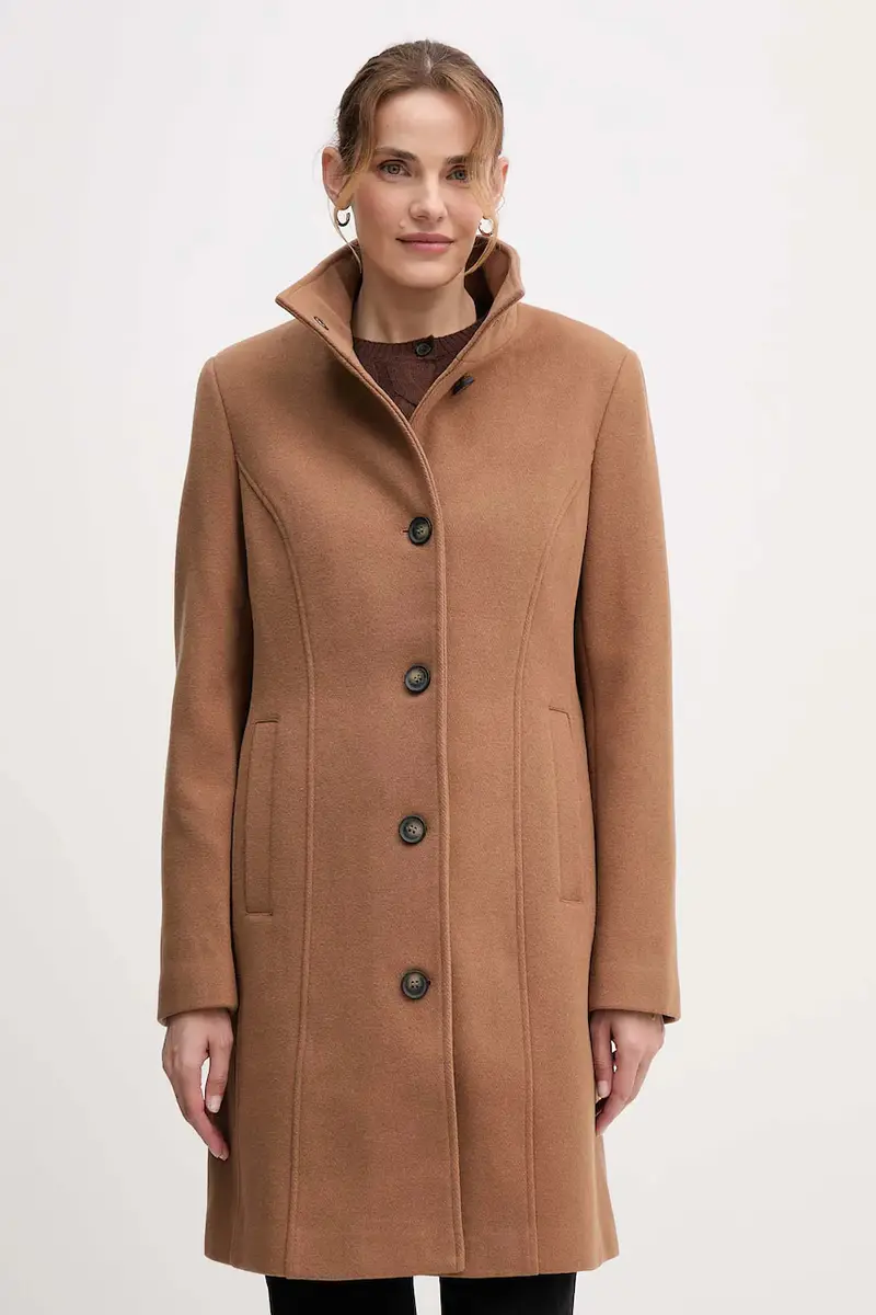 cappotto in lana colore nero DLEMW021 Marrone