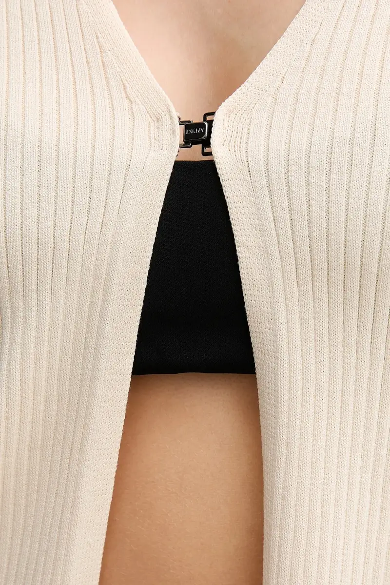 DKNY Cardigan Donna Beige 3872044 miniatura 4