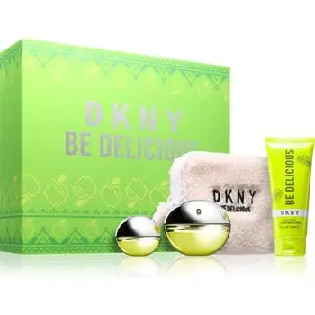 Cofanetto regalo Dkny Be Delicious contenente Eau de Parfum 100 ml, lozione corpo 100 ml, miniatura di Eau de Parfum 15 ml e pochette da 100 ml