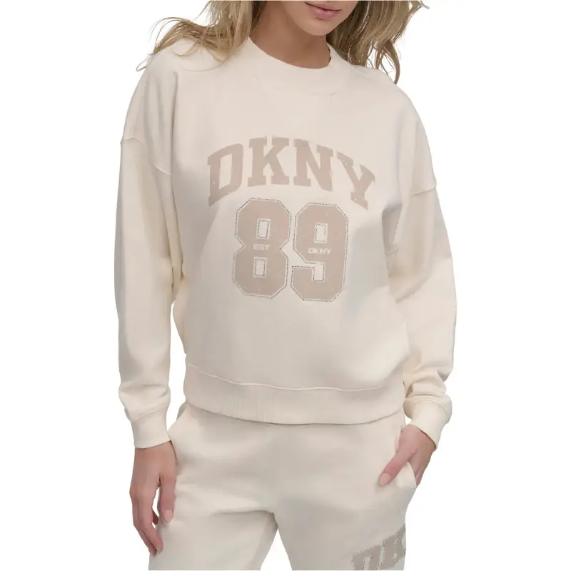 Felpa da donna Dkny Distressed Rhinestone Logo