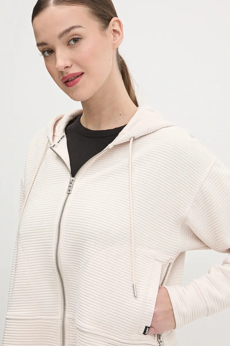 felpa donna colore beige con cappuccio DP4J9312 miniatura 4