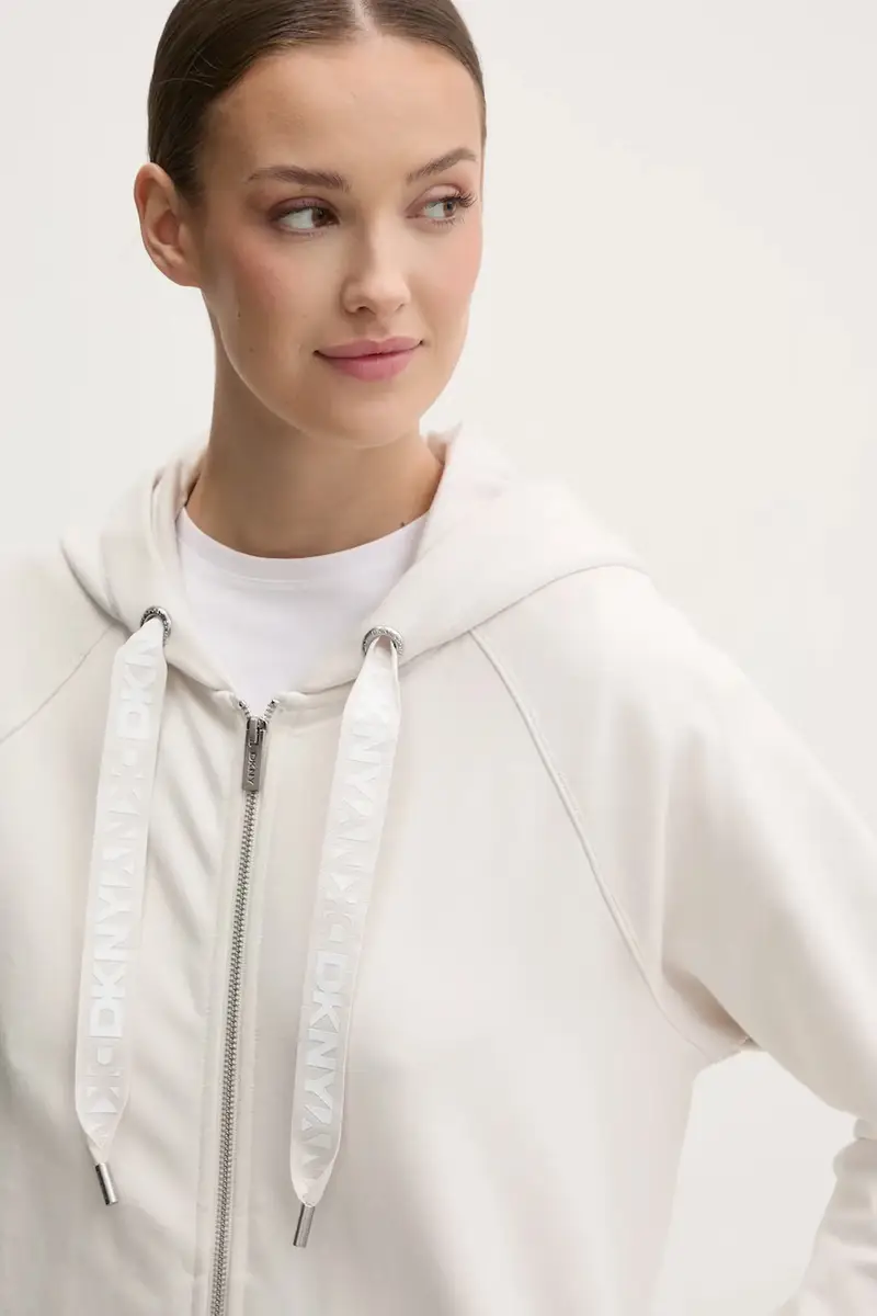 felpa donna colore beige con cappuccio DP5J9510 miniatura 4