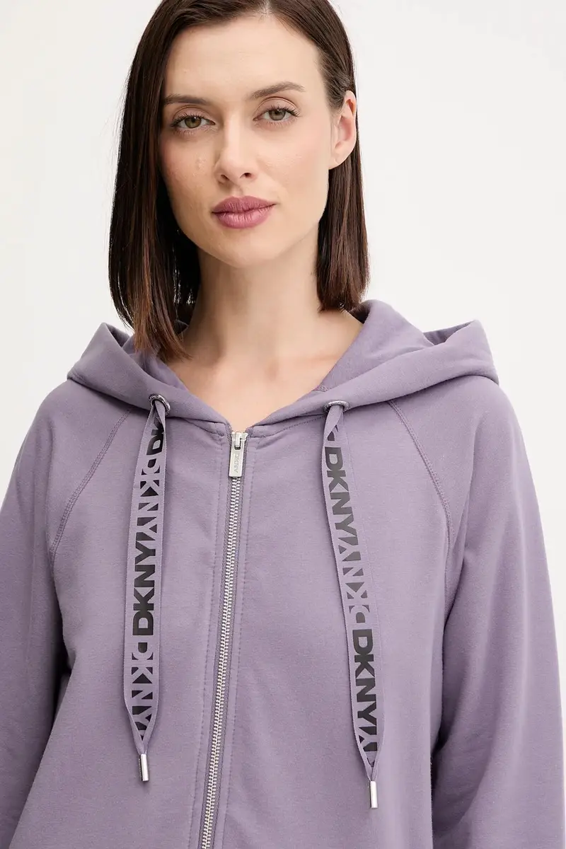 felpa donna colore beige con cappuccio DP5J9510 Violetto miniatura 4