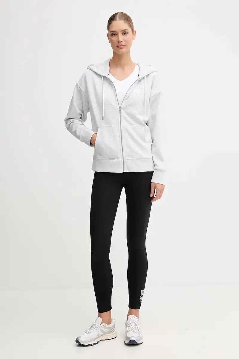 felpa donna colore blu con cappuccio con applicazione DP5J9666 Grigio miniatura 2