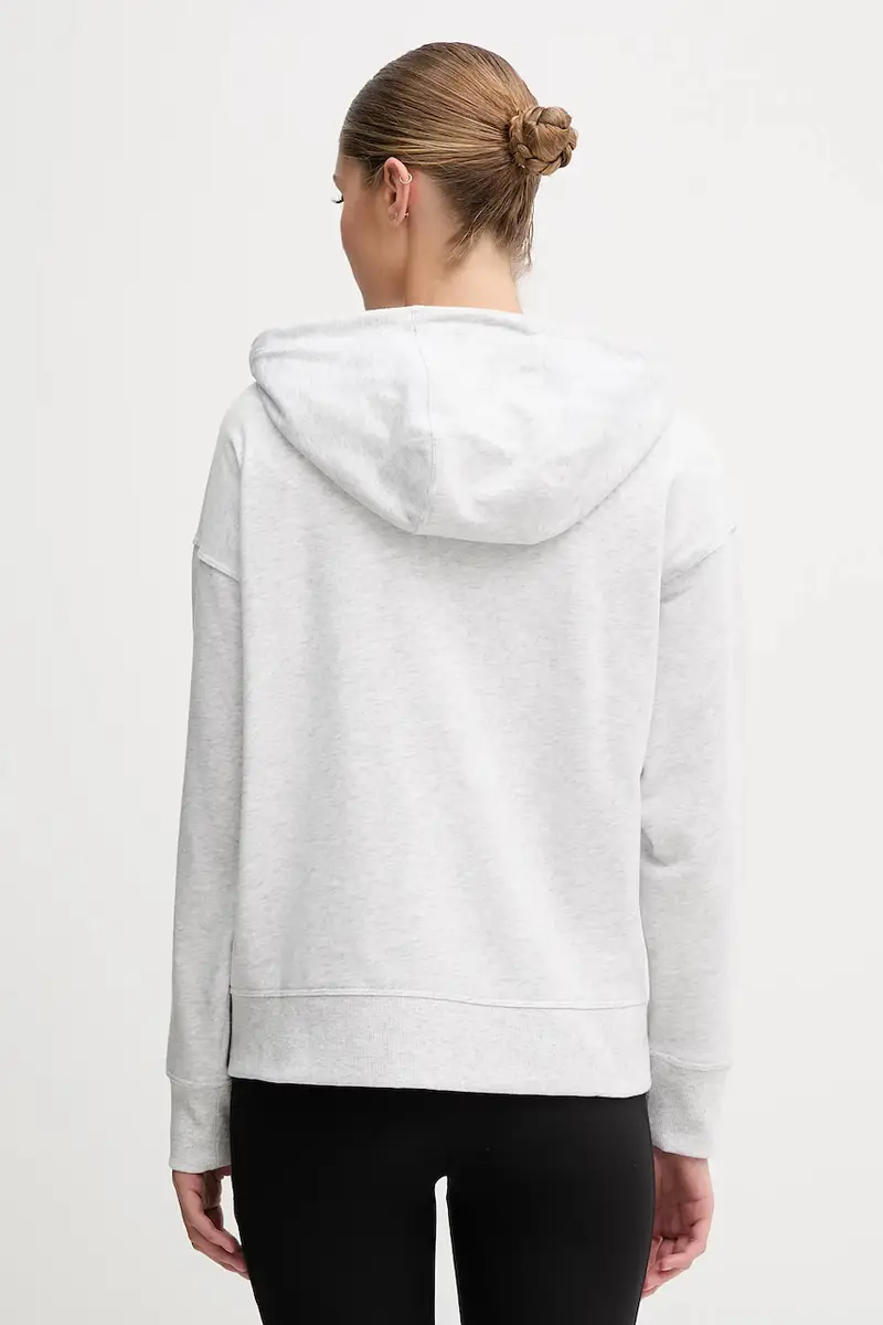 felpa donna colore blu con cappuccio con applicazione DP5J9666 Grigio miniatura 3