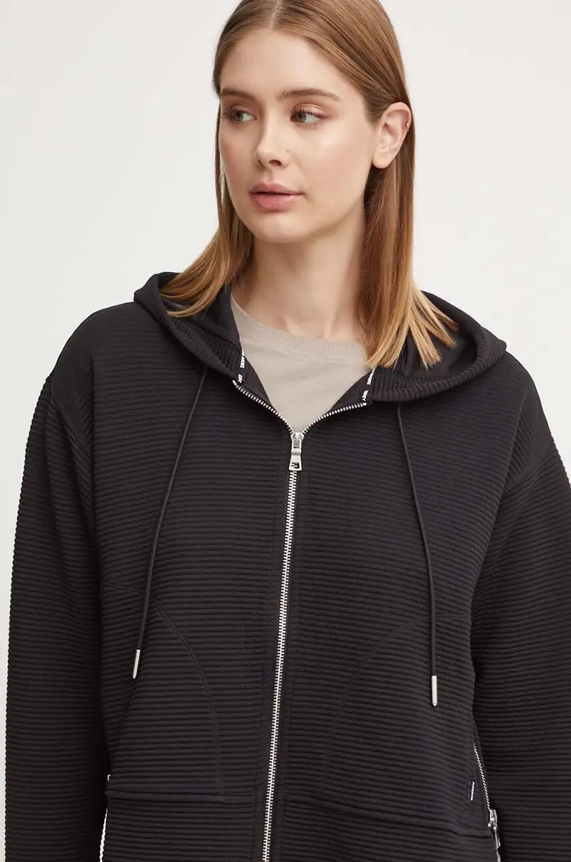 felpa donna colore nero con cappuccio DP4J9312 miniatura 4