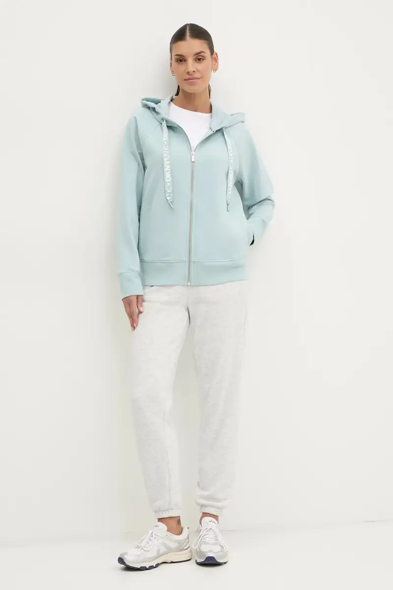 felpa donna con cappuccio DP5J9510 Turchese miniatura 2