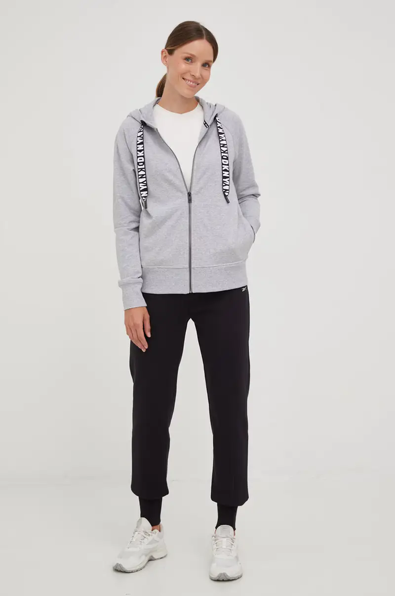 felpa donna con cappuccio Grigio miniatura 2