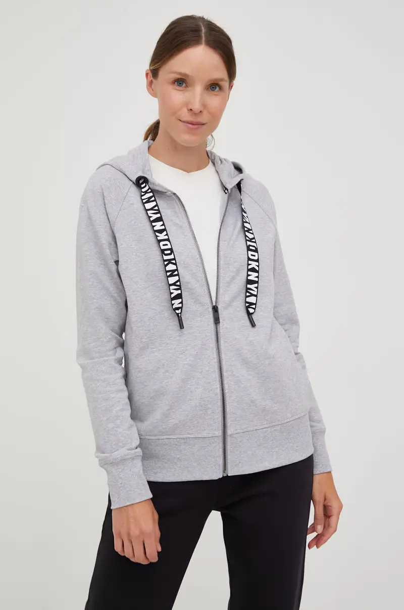 felpa donna con cappuccio Grigio miniatura 4