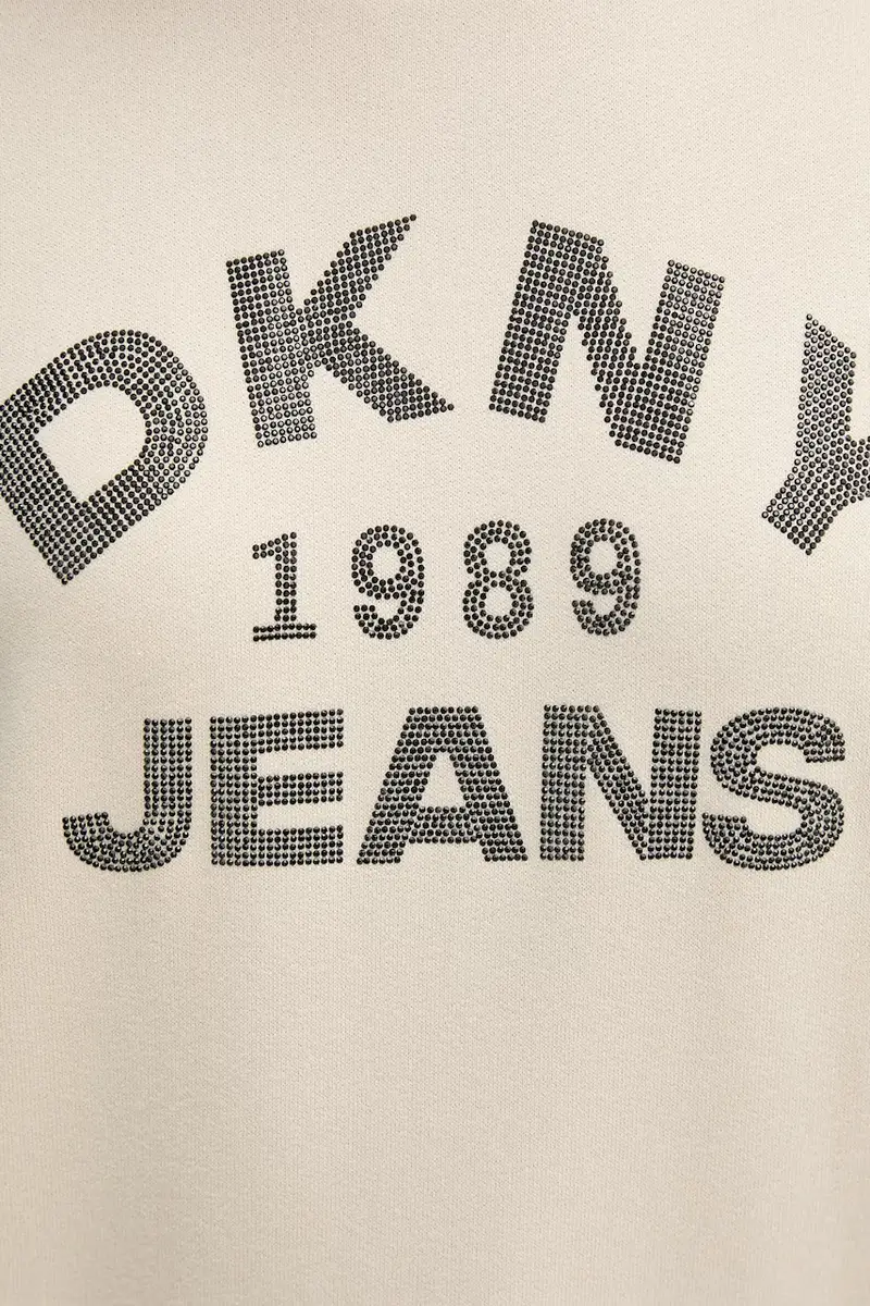 felpa in cotone donna colore beige con applicazione DJ5T1522 miniatura 5