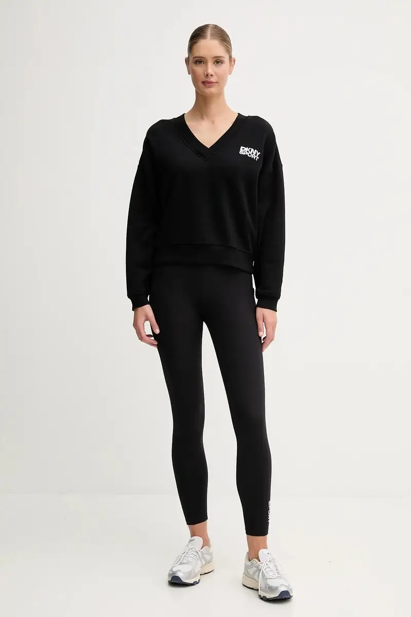 felpa in cotone donna colore nero con applicazione DP5T1279 miniatura 2