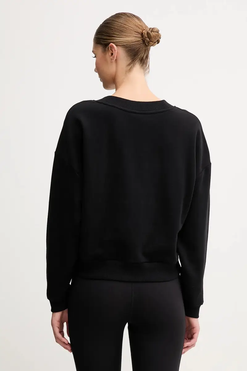 felpa in cotone donna colore nero con applicazione DP5T1279 miniatura 3