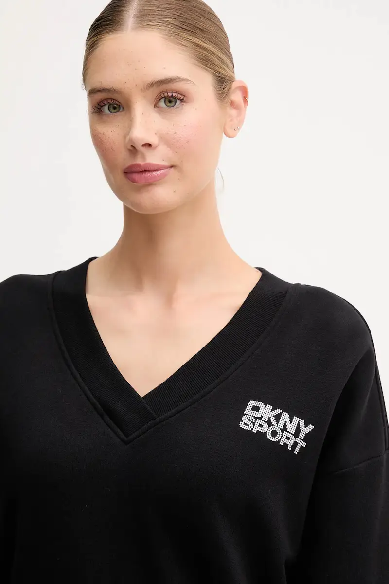 felpa in cotone donna colore nero con applicazione DP5T1279 miniatura 4