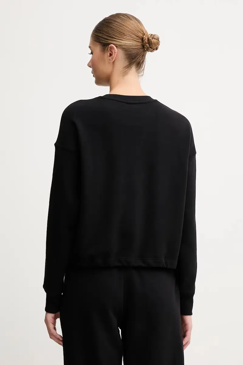 felpa in cotone donna colore nero con applicazione DP5T1414 miniatura 3